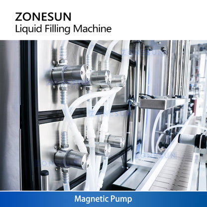 ZONESUN ZS-VTMP80D Custom 6 Heads Magnetic Pump Liquid Filling Machine With Dust Cover