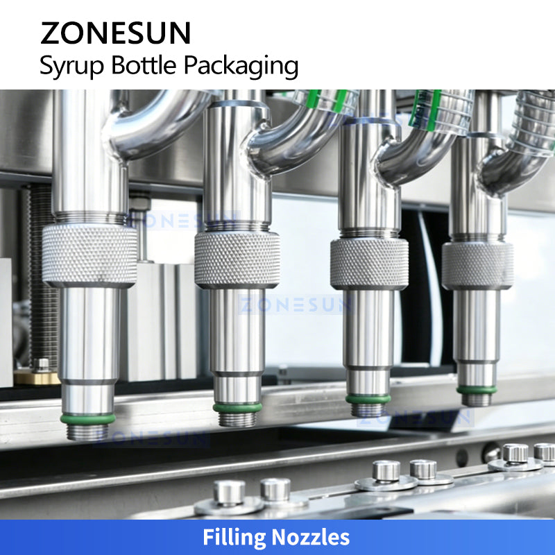 ZONESUN ZS-FAL180V10 Automatic Syrup Bottle Filling Line | Servo Piston Pump | Rinsing Filling Capping & Labeling | 40–70 BPM | SUS304