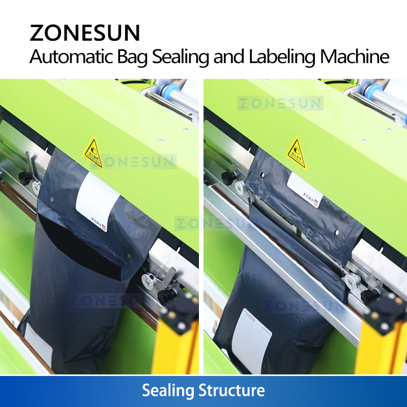 ZONESUN ZS-TB103 Automatic Plastic Pouch Bag Sealing & Labeling Machine For Courier Express  ZONESUNPRO