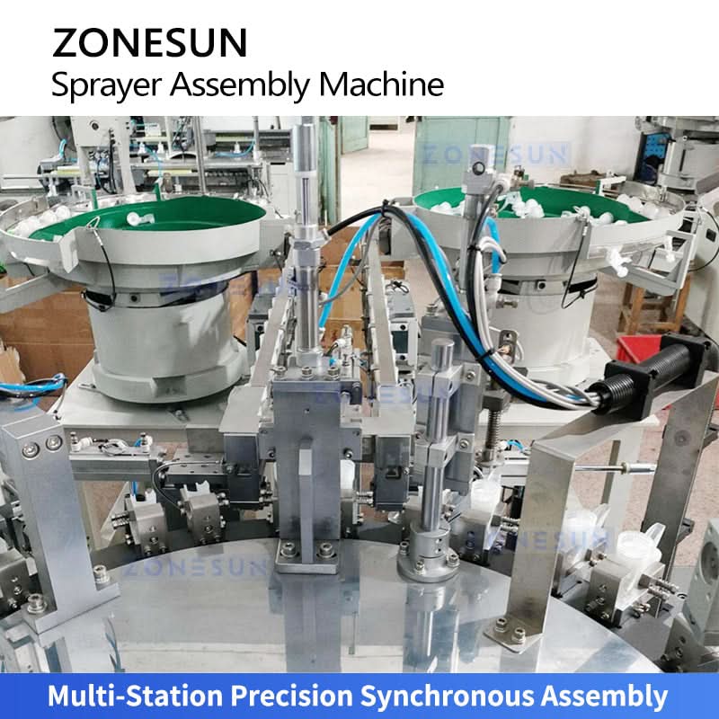ZONESUN ZS-WIM06 Automatic Lotion Pump Assembly Machine with Dip Tube Cutting and Robotic Pick and Place System