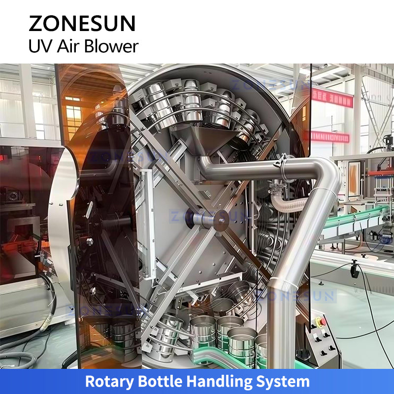 ZONESUN ZS-UVB1 Automatic Rotary Bottle Jar Air Rinsing and UV Sterilization Machine