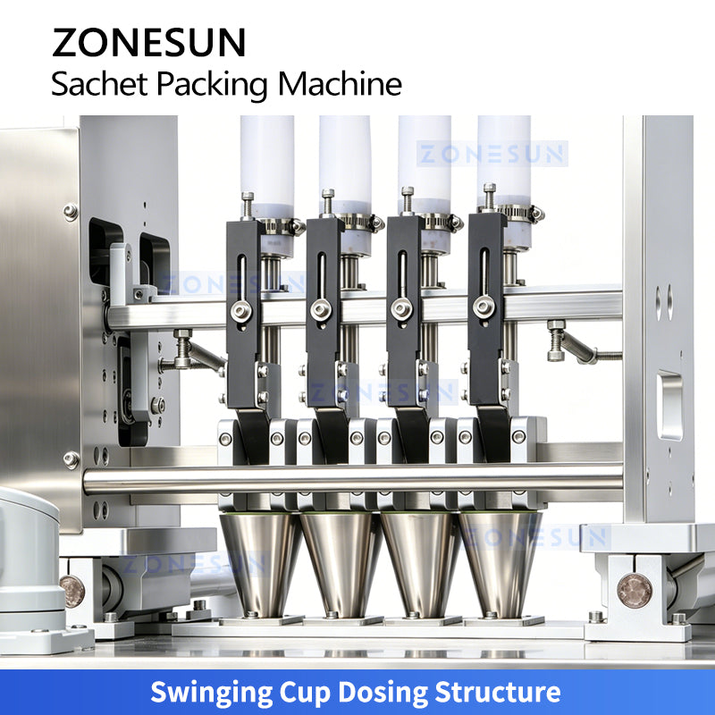ZONESUN ZS-FS500K4 4-Lane Automatic VFFS Sachet Packing Machine | 120 Bags/min Granule Filling Sealing