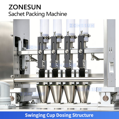 ZONESUN ZS-FS500K4 4-Lane Automatic VFFS Sachet Packing Machine | 120 Bags/min Granule Filling Sealing
