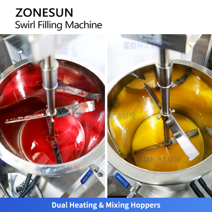 ZONESUN ZS-LG2C Lipstick Spiral Filling Machine Double Color for Viscosity Cosmetic & Paste Products