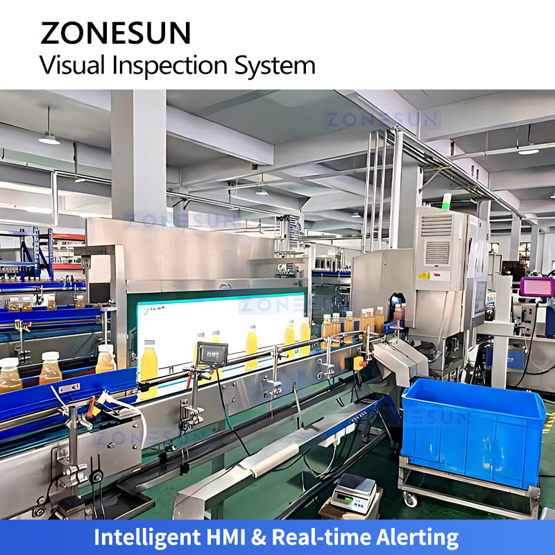 ZONESUN ZS-MD120 Automatic Inline Bottle Visual Inspection System | Auto Reject for Bottle Cap & Label Defects