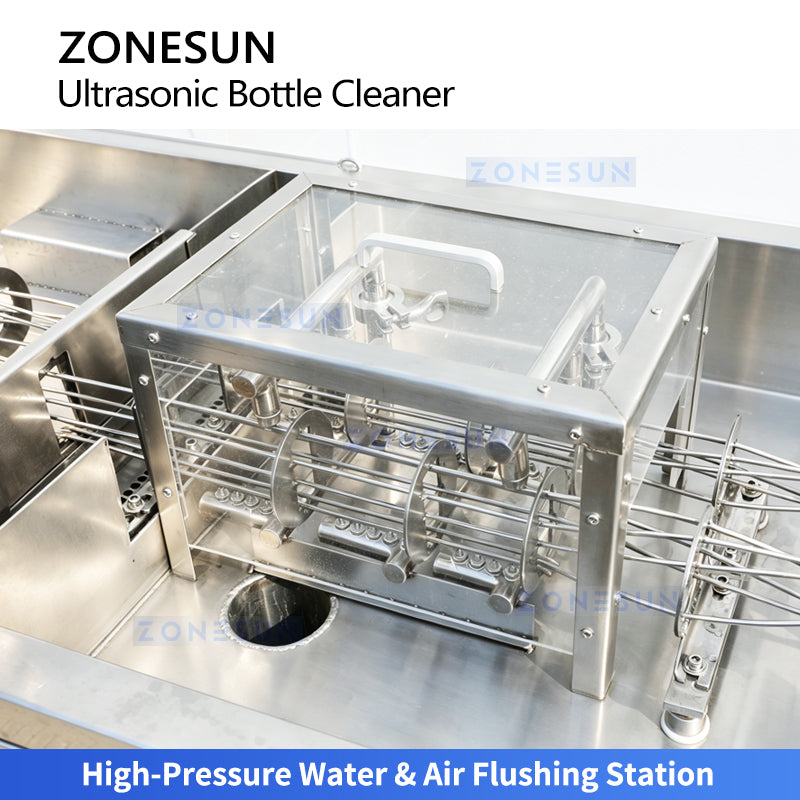 ZONESUN ZS-UWB8 Automatic Ultrasonic Vial Washing Machine for 3ml-10ml BottlesDual Lane Bottle Cleaner