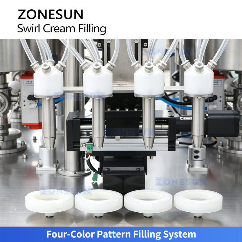 ZONESUN ZS-RSV4L Semi-Automatic Multi-Color Swirl Cosmetic Cream Filling Machine
