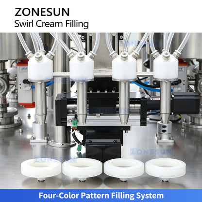 ZONESUN ZS-RSV4L Semi-Automatic Multi-Color Swirl Cosmetic Cream Filling Machine