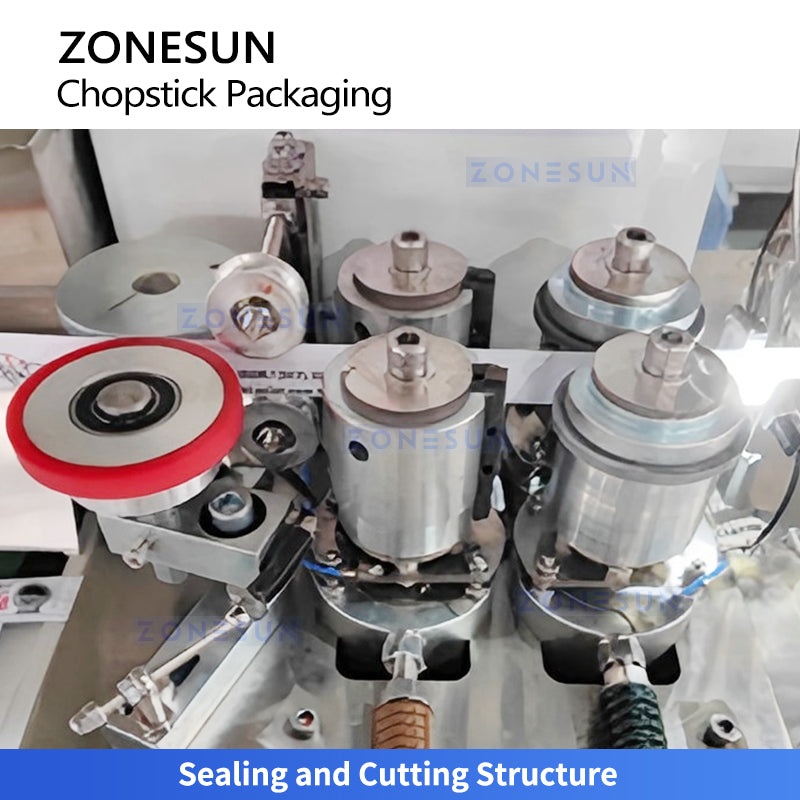 ZONESUN ZS-KZ60 Automatic Disposable Chopstick Packaging Machine with Paper Sleeve Printing, Filling, Sealing and High Speed Packing System