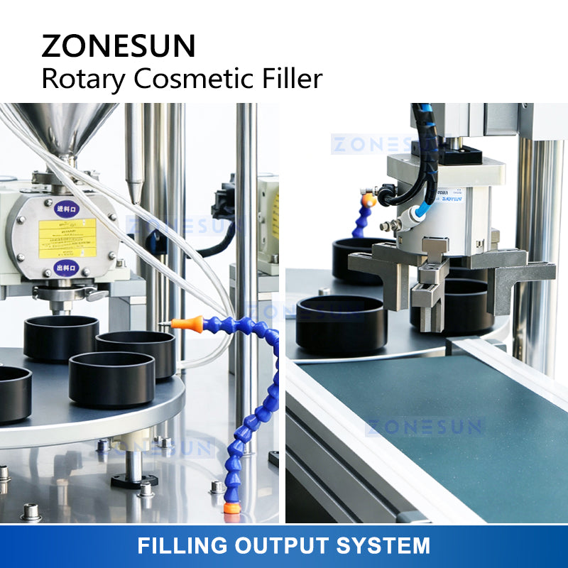 ZONESUN ZS-VTRPF4 Automatic 4-Color Cream Filling Machine 5–100ml JarsCosmetic Body Butters Filler