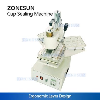 ZONESUN ZS-KCS5 Semi-Automatic Cup Sealing Machine for Plastic Cups Manual Heat Sealer for Milk Tea, Coffee & Yogurt Packaging
