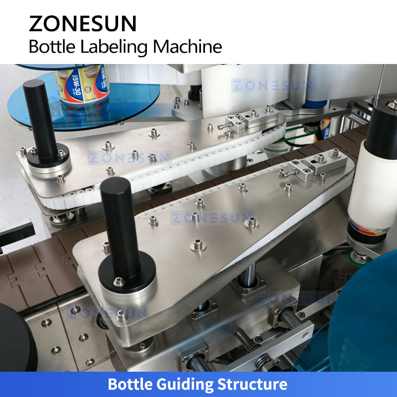ZONESUN ZS-TB300L Automatic Round & Flat Bottle Labeling Machine | 30-100 Bottles/Min Dual-Use Labeler