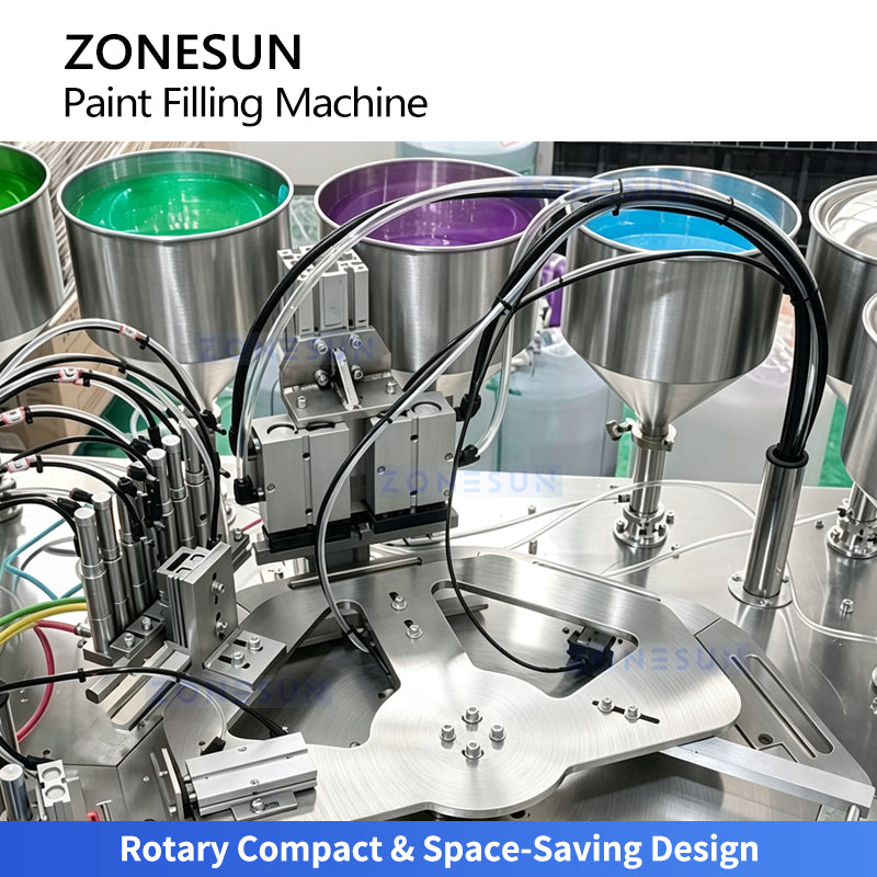 ZONESUN ZS-YL11 Rotary 1.5-10ml Paint Liquid Filling and Sealing Machine for Paint & Coating Industry