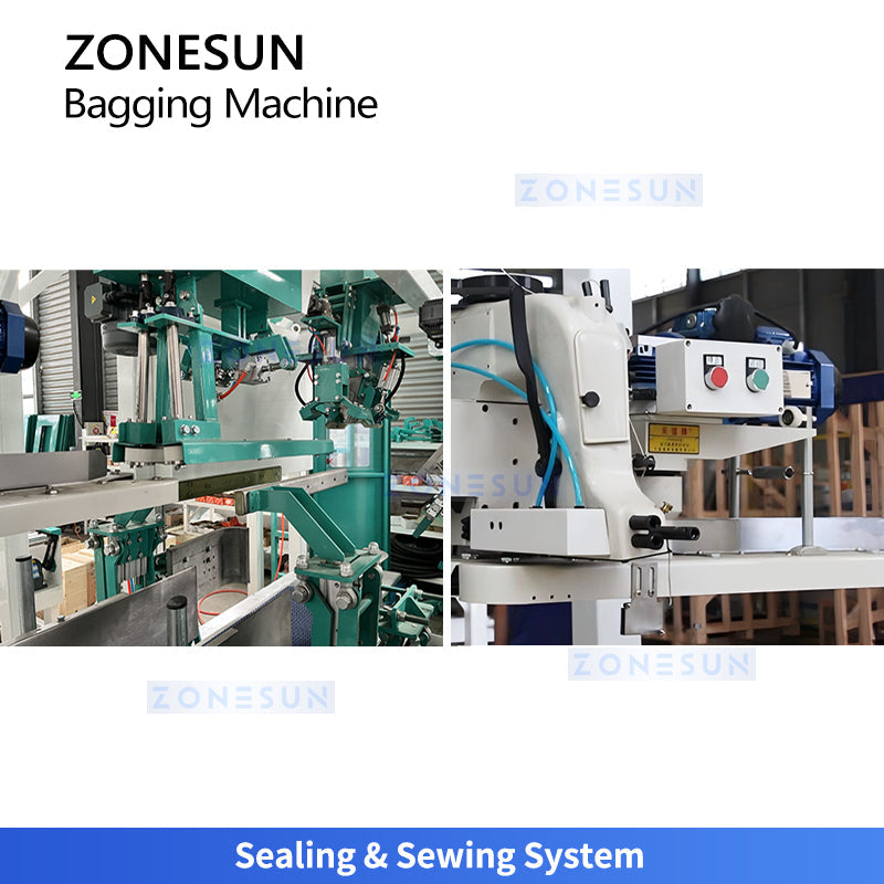 ZONESUN Z5-AG300 Fully Automatic Bagging System with Weighing Filling Bag Clamping and Sealing for Grain, Feed Fertilizer and Powder Production Lines