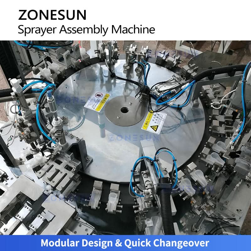 ZONESUN ZS-WIM06 Automatic Lotion Pump Assembly Machine with Dip Tube Cutting and Robotic Pick and Place System