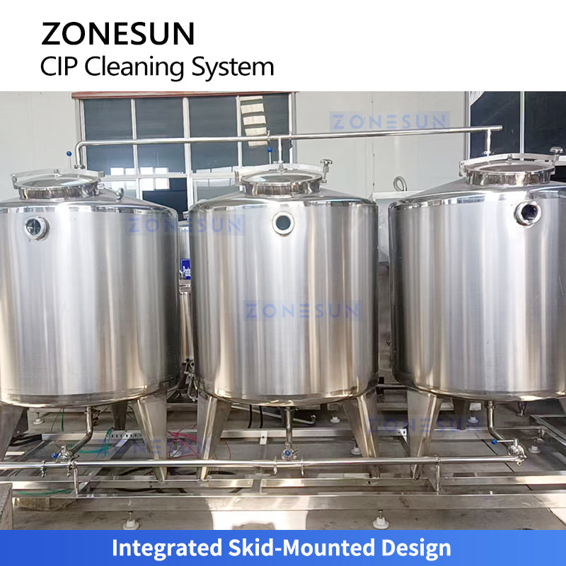 ZONESUN ZS-CIP500 Fully Automatic 3-Tank CIP Cleaning System | 100–1000L | SUS304 | Dairy Beverage Brewery