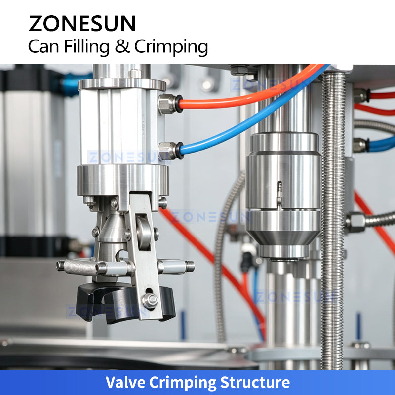 ZONESUN ZS-QW1600D Automatic Aerosol Can Filling, Valve Inserting and Crimping Machine