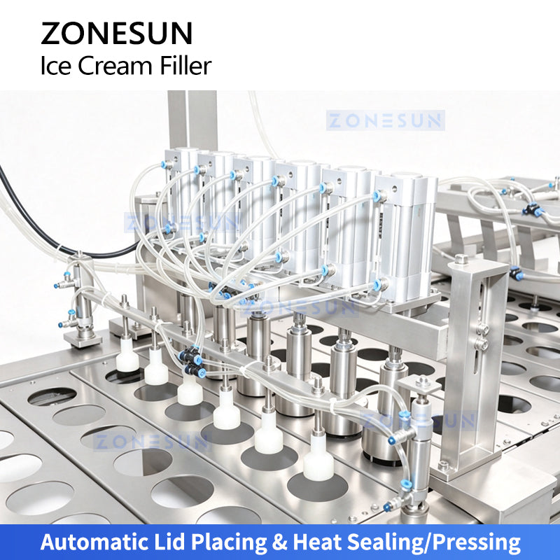 ZONESUN ZS-FS80 8-Lane Automatic Ice Cream Cup Filling and Sealing Machine