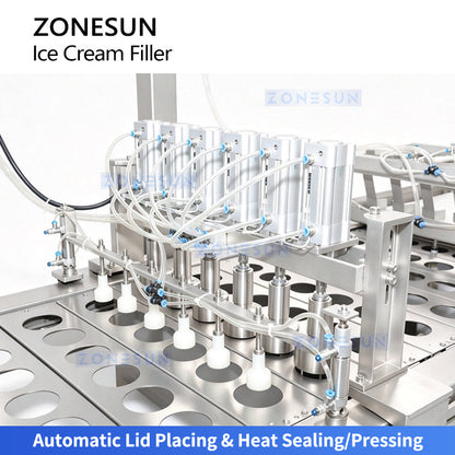 ZONESUN ZS-FS80 8-Lane Automatic Ice Cream Cup Filling and Sealing Machine