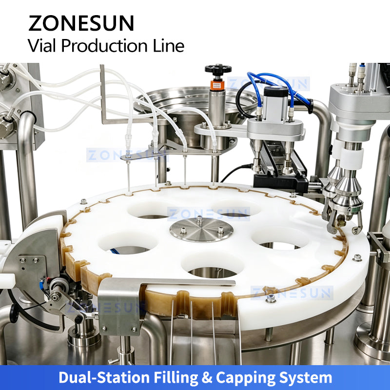 ZONESUN ZS-AFC18 Automatic Vial Filling and Dual-Station Crimp Capping Machine