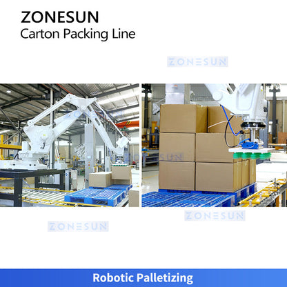 ZONESUN ZS-CSPM5 Automatic Case Packing, Erecting & Robotic Palletizing Line  ZONESUNPRO