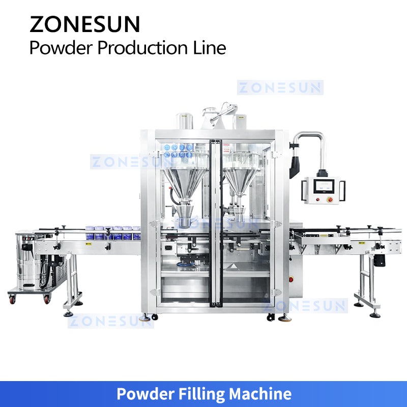 ZONESUN ZS-FAL320 Automatic Milk Powder Canning Line with Twin-Auger Filler Nitrogen Sealer
