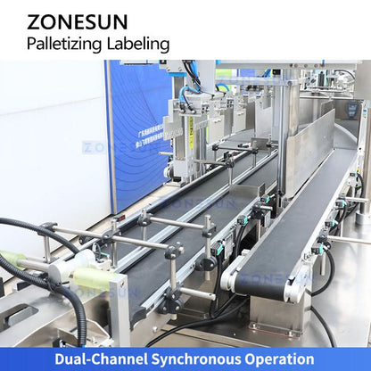 ZONESUN ZS-TB70DM Automatic Dual-Lane Bundle Stacking Palletizing & Double-Side Labeling Line