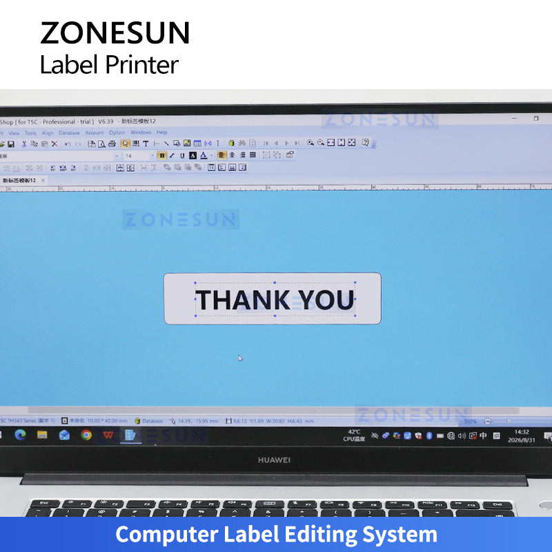 ZONESUN ZS-RPR01 Thermal Transfer Barcode Label Printer with Automatic Rewinder
