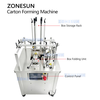 ZONESUN ZS-SEFM01 Compact Paperboard Carton Erector with Vacuum Box Opening System