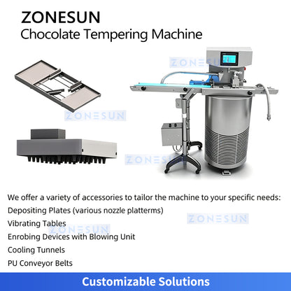 ZONESUN ZS-CG25 Chocolate Tempering Machine for Molding Coating and Enrobing
