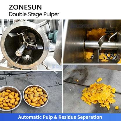 ZONESUN ZS-ZJ02 Fruit Pulper Machine Applications Tomato, Mango, Berry & Soft Fruit Processing