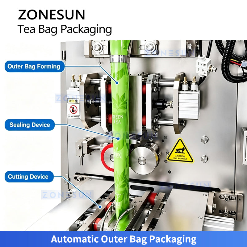 ZONESUN ZS-FS80 Pyramid Tea Bag Filling Sealing and Outer Envelope Packing Machine