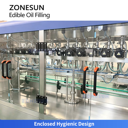 ZONESUN ZS-EVF03 Automatic Edible Oil Filler with Anti-Drip Nozzles and Bottle Positioning