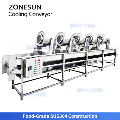 ZONESUN ZS-CT5 Automatic Mesh Belt Cooling Conveyor for Industrial Food Production
