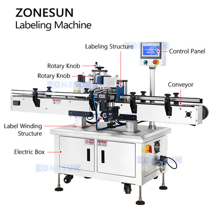 ZONESUN ZS-TB260RA Automatic Round Bottle Cap & Body Labeling Machine