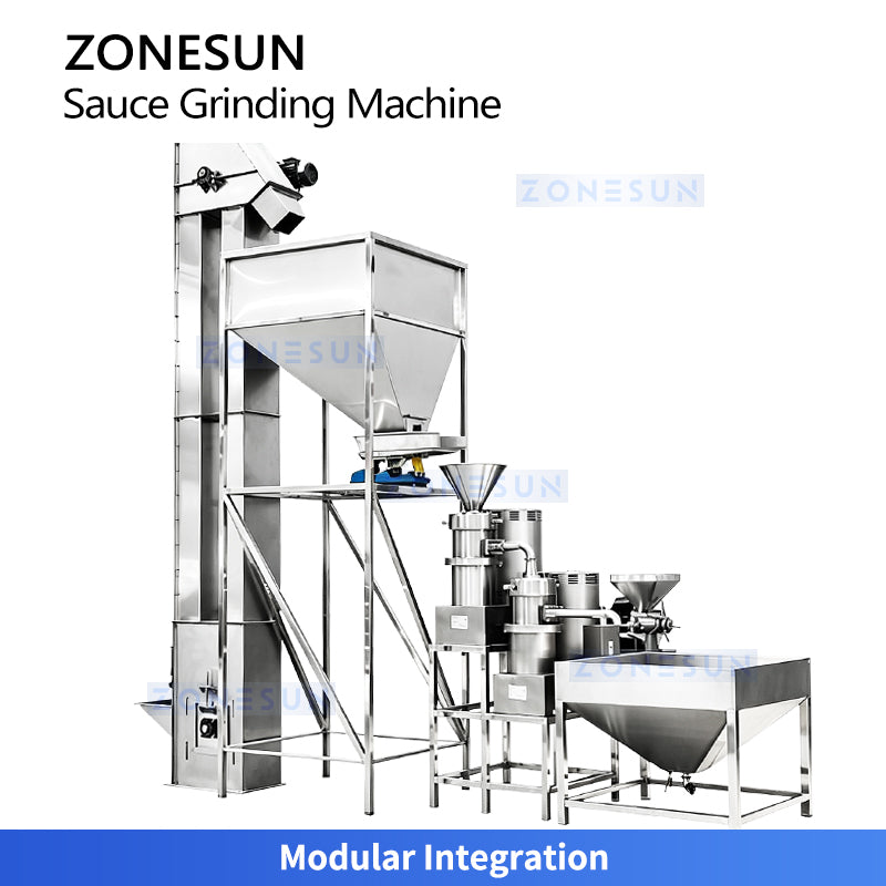 ZONESUN ZS-YM80 Industrial Colloid Mill for Nut Butter, Cocoa and Sauce Grinding with Automatic Feeding and Fine Paste Processing