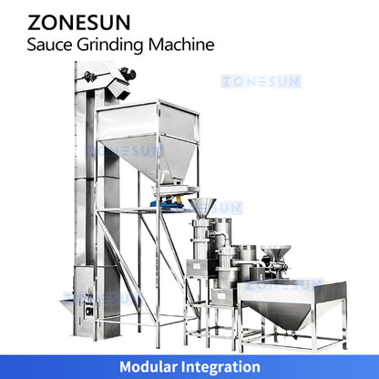 ZONESUN ZS-YM80 Industrial Colloid Mill for Nut Butter, Cocoa and Sauce Grinding with Automatic Feeding and Fine Paste Processing
