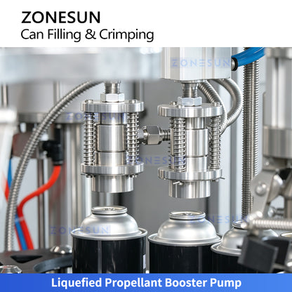 ZONESUN ZS-QW1600D Automatic Aerosol Can Filling, Valve Inserting and Crimping Machine