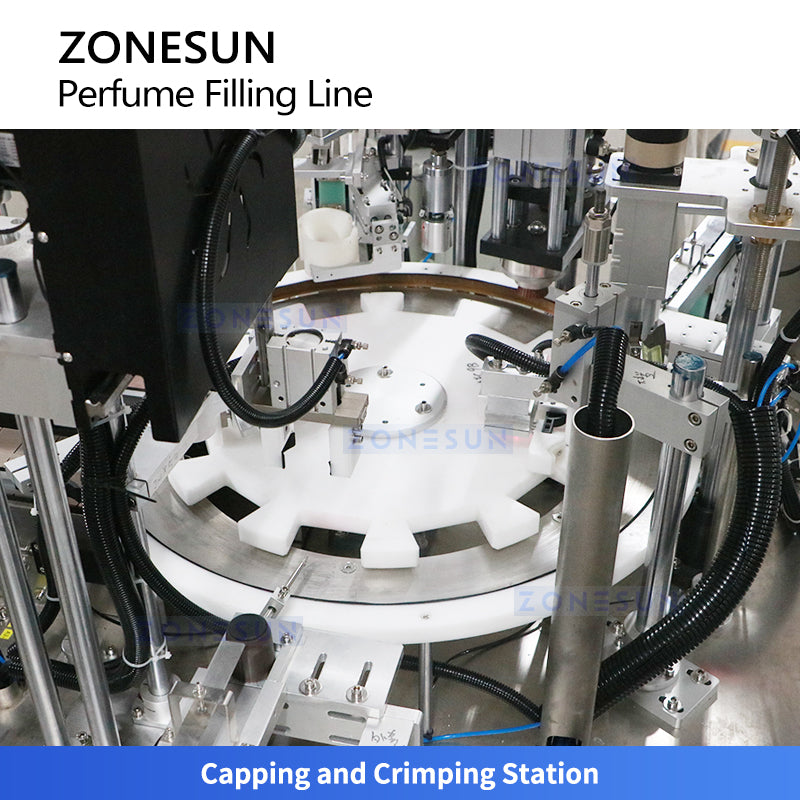 ZONESUN ZS-AFC9B Automatic Perfume Filling Capping Crimping Machine Cosmetic Fragrance Packaging Equipment
