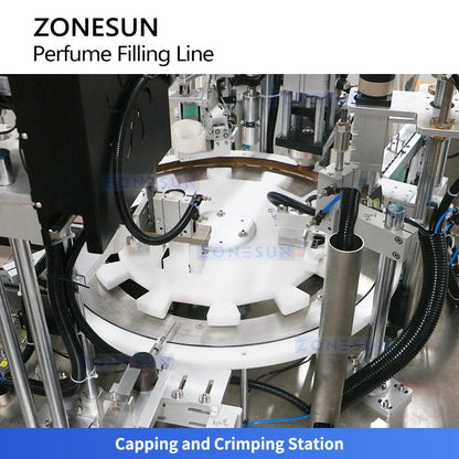 ZONESUN ZS-AFC9B Automatic Perfume Filling Capping Crimping Machine Cosmetic Fragrance Packaging Equipment