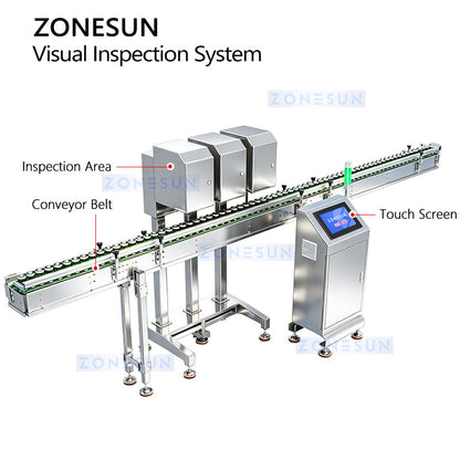 ZONESUN ZS-MD120 Automatic Inline Bottle Visual Inspection System | Auto Reject for Bottle Cap & Label Defects