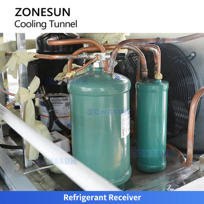 ZONESUN ZS-CT3 Reciprocating Conveyor Cooling Tunnel for Hot-Filled Creams and Food Products