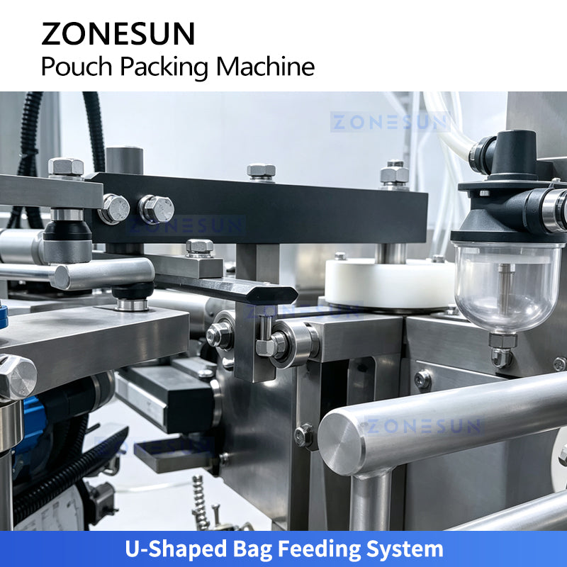 ZONESUN ZS-SPFC8 Automatic U-Shape Pouch Filling & Sealing Machine Dual Channel Bags Bagging Machine