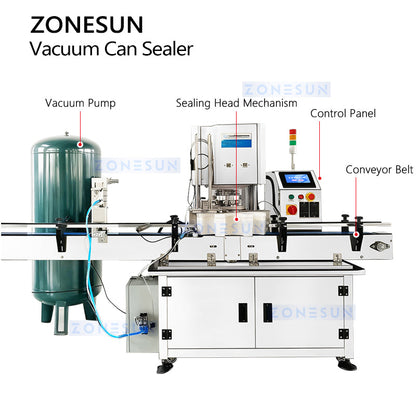 ZONESUN automatic vacuum can sealing machine 