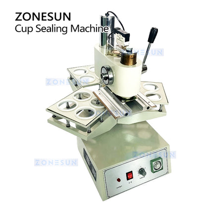 ZONESUN ZS-KCS5 Semi-Automatic Cup Sealing Machine for Plastic Cups Manual Heat Sealer for Milk Tea, Coffee & Yogurt Packaging