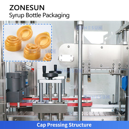 ZONESUN ZS-FAL180V10 Automatic Syrup Bottle Filling Line | Servo Piston Pump | Rinsing Filling Capping & Labeling | 40–70 BPM | SUS304