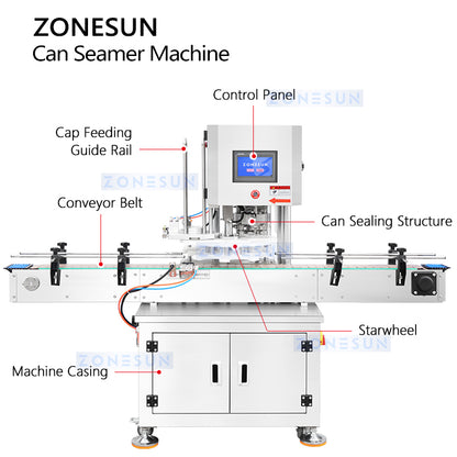 ZONESUN ZS-AFK350 Automatic Servo Metal Can Seamer for Square, Oval & Round Cans