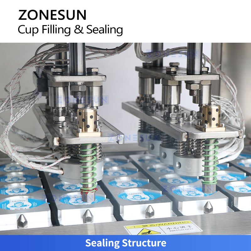ZONESUN ZS-AFS01P High Speed Automatic Cup Sealer Machine with 4 Filling Heads for Dairy Products Drinks Sauces