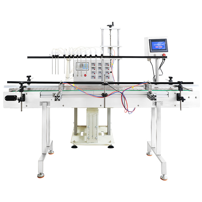 ZONESUN ZS-VTDP12P 12 Nozzles Diaphragm Pump Liquid Filling Machine With Conveyor