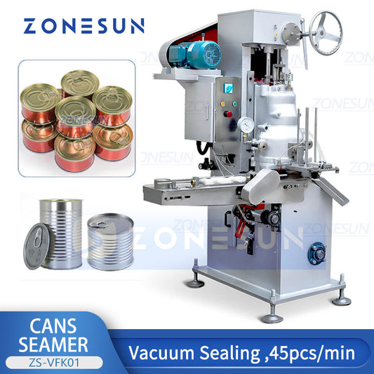 ZONESUN ZS-VFK01 Automatic Vacuum Seaming Machine for Seafood & Canned Meat (Round Tinplate Cans)